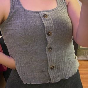 Grey Square Neck Tank Top